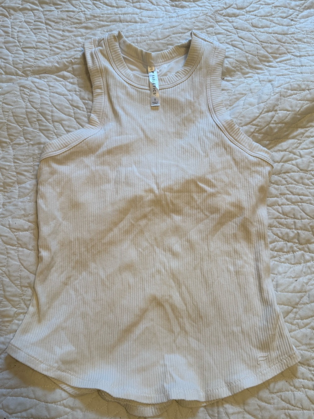 Fabletics White Ribbed Racerback Tank